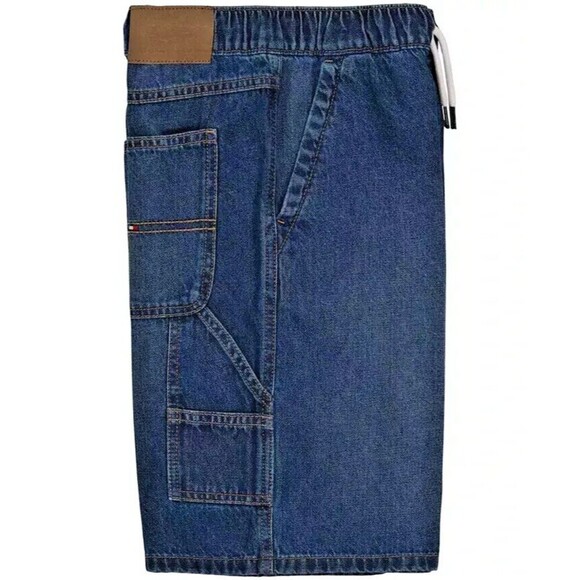 TOMMY HILFIGER Big Boys Pull On Denim Utility Carpenter Jean Shorts Blue L 16-18 - Picture 3 of 5
